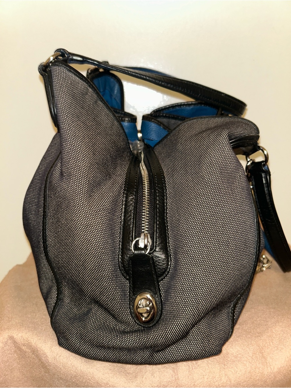Coach Edie 31 Black & Blue Needlepoint Canvas Horse & Carriage Shoulder Bag
EUC - Picture 8 of 16